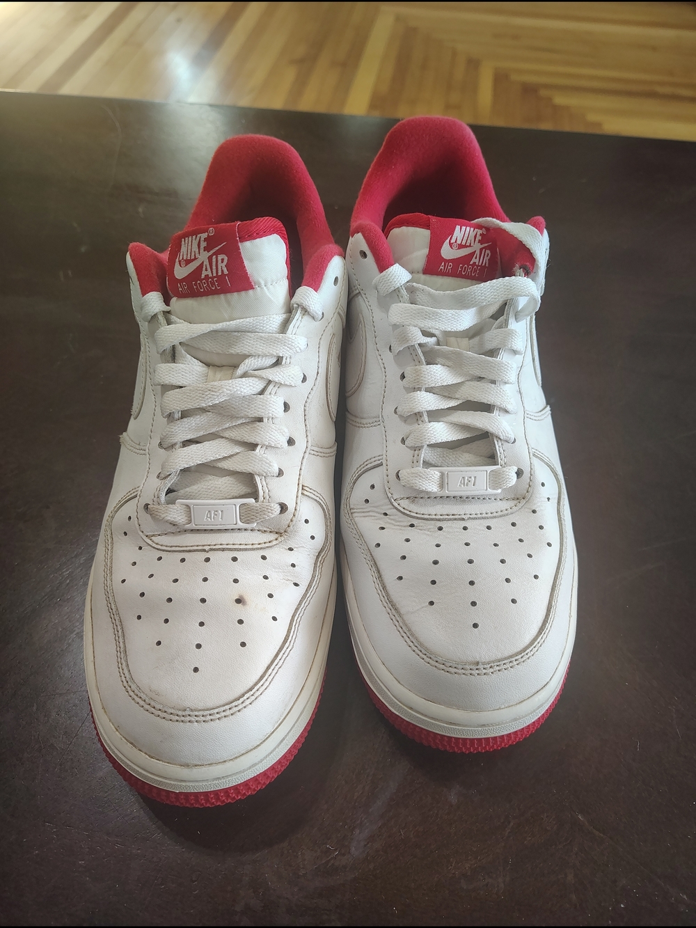 Nike Air Force 1 Men’s White and Red Low-Top Sneakers